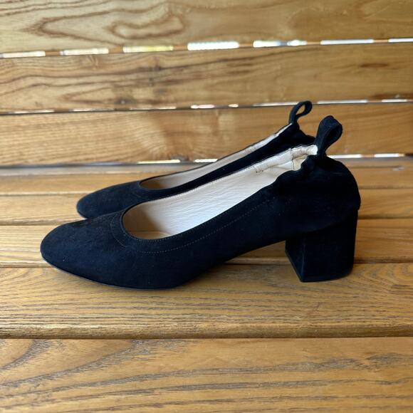Everlane The Day Heel Womens 7 Black Suede Italian Leather Slip On Classic Work - Picture 2 of 11